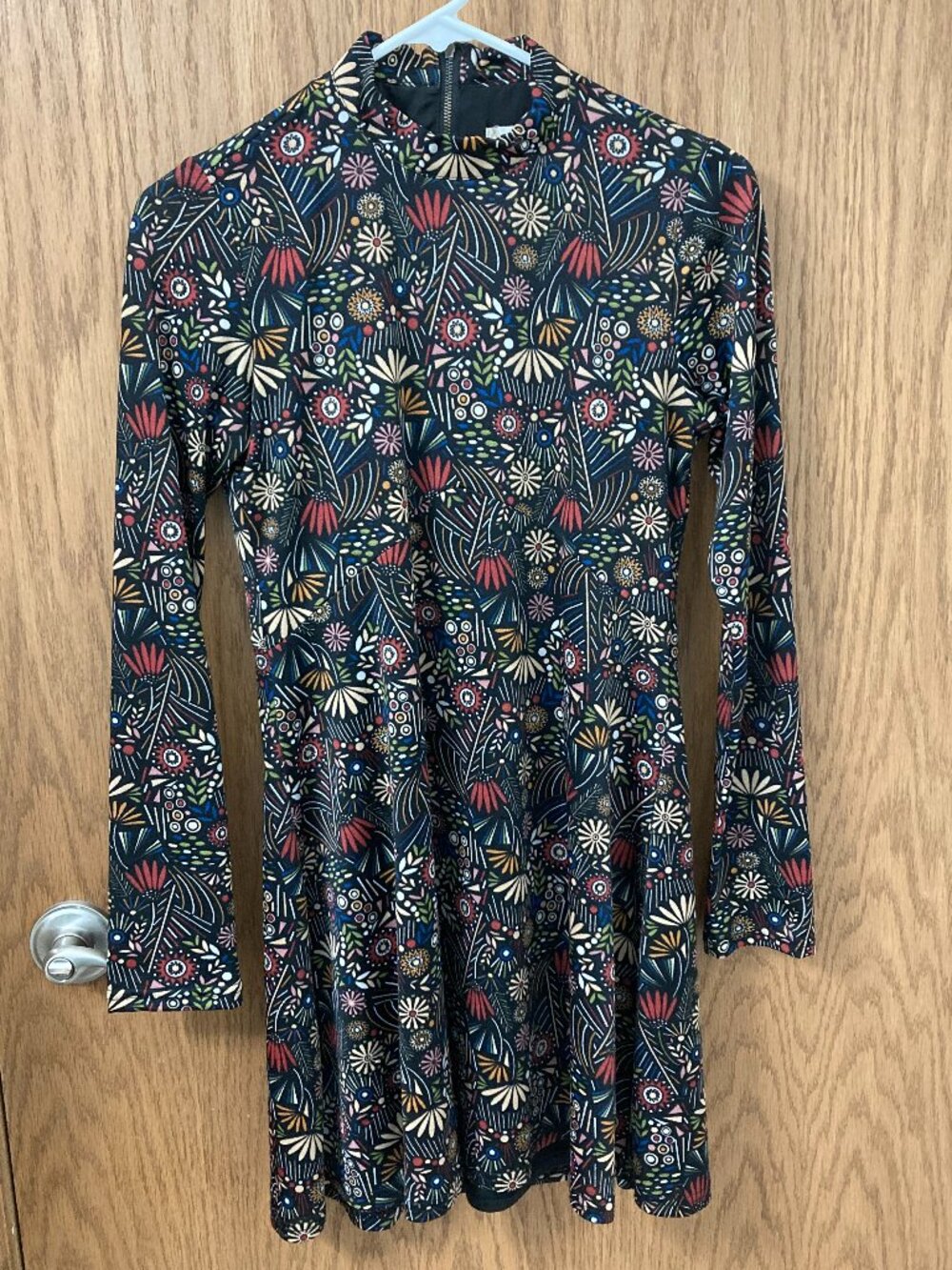 Altar'd State Long Sleeve Mock Neck Black Floral Dress - S